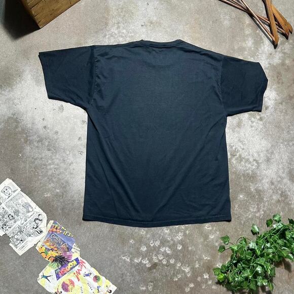 Vintage Y2K Faded Black Wings Tribal Biker Tee Mens XL Faded Black Eagle Shirt - Picture 3 of 4